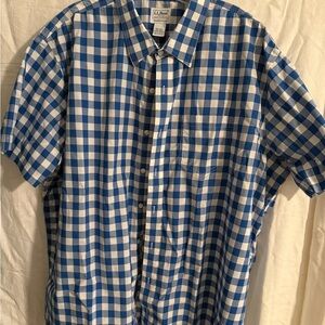 L.L. Bean Men's Blue and White Plaid Shirt